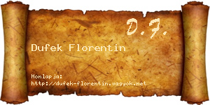 Dufek Florentin névjegykártya
